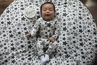 Print Footie with Snaps in Feather/Rain Stars