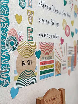 Teal with Leaves Scalloped Bulletin Board Borders