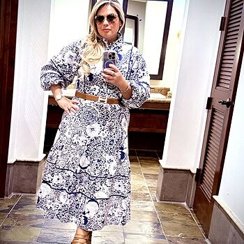Navy & White Floral Hillsborough Midi Dress | Hyacinth House