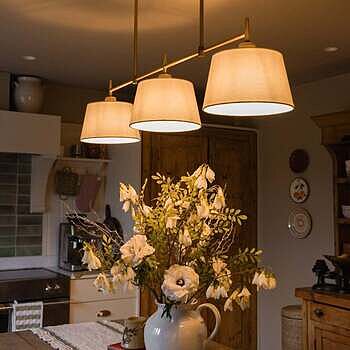 Henley Triple Bar Pendant Light - Natural Cotton Shades