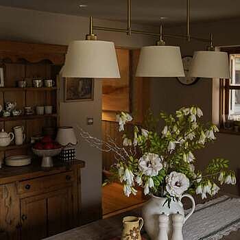 Henley Triple Bar Pendant Light - Natural Cotton Shades