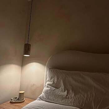 Travertine Stone Cylinder Pendant Light - 4 inch - Natural