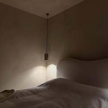 Travertine Stone Cylinder Pendant Light - 4 inch - Natural