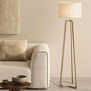 Ornate Tripod Floor Lamp - Brass