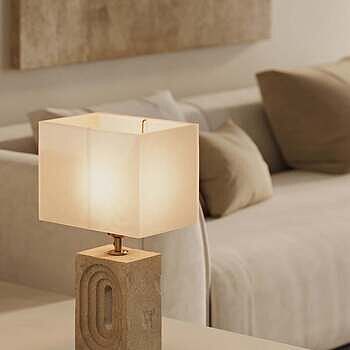 Travertine Rectangular Table Lamp