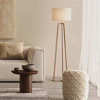 Ornate Tripod Floor Lamp - Brass