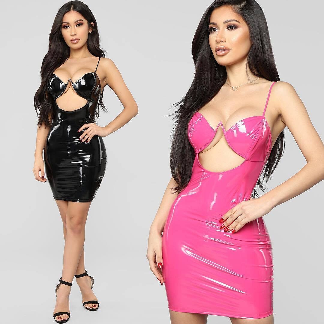Cut The Vinyl Mini Dress - Black | Fashion Nova