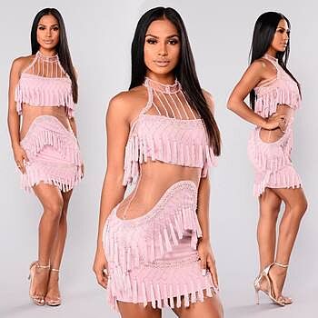 fashion nova main attraction fringe dress Main Attraction Fringe Dress - Blush