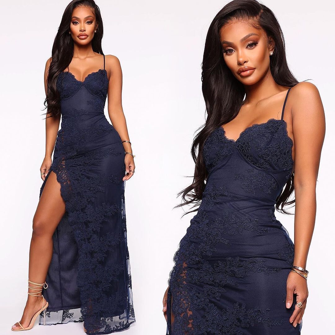 A Night In Tokyo Lace Dress - Navy | Fashion Nova
