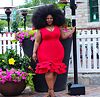 Soleil Square Neck Midi Dress - Red