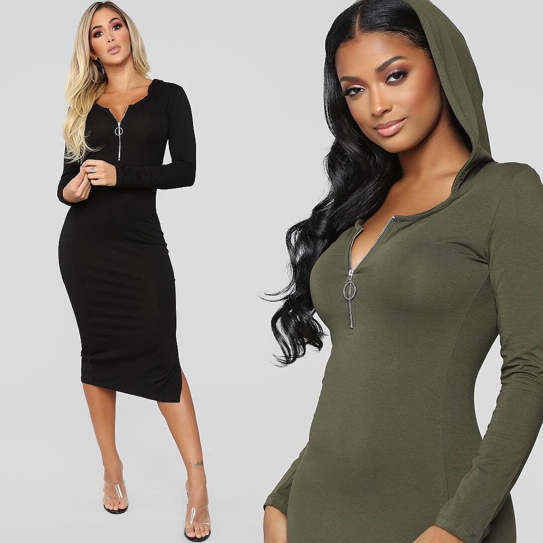 Look Ahead Hoodie Dress - Black | Fashion Nova