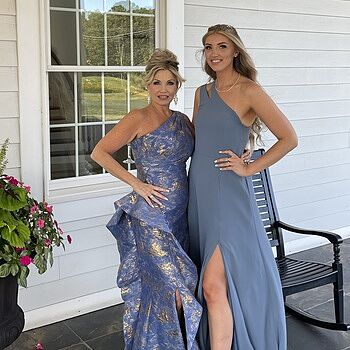 Jacquard One Shoulder Side-Ruffle Gown | Teri Jon – Terijon.com Jacquard One Shoulder Side-Ruffle Gown | Teri Jon – Terijon.com