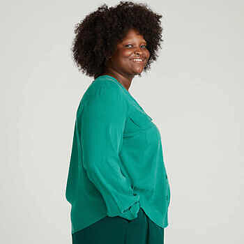 Cooling Stretch Cupro Button-Down Blouse - Orange Flame