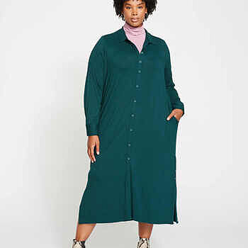 Sally Liquid Jersey Shirt Dress - Black – Universal Standard