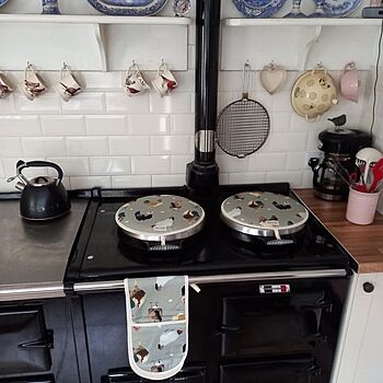 Sheep Aga Range Hob Lid Mat Cover Topper Cook Chef Pad Loop Red Black Tartan 
