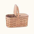SALE! Small Vintage Picnic Basket | Amish Woven Wooden Basket w/Lid