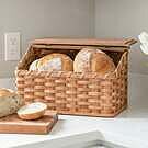Amish Corner Bread Box | Rustic Woven Wooden Countertop Storage