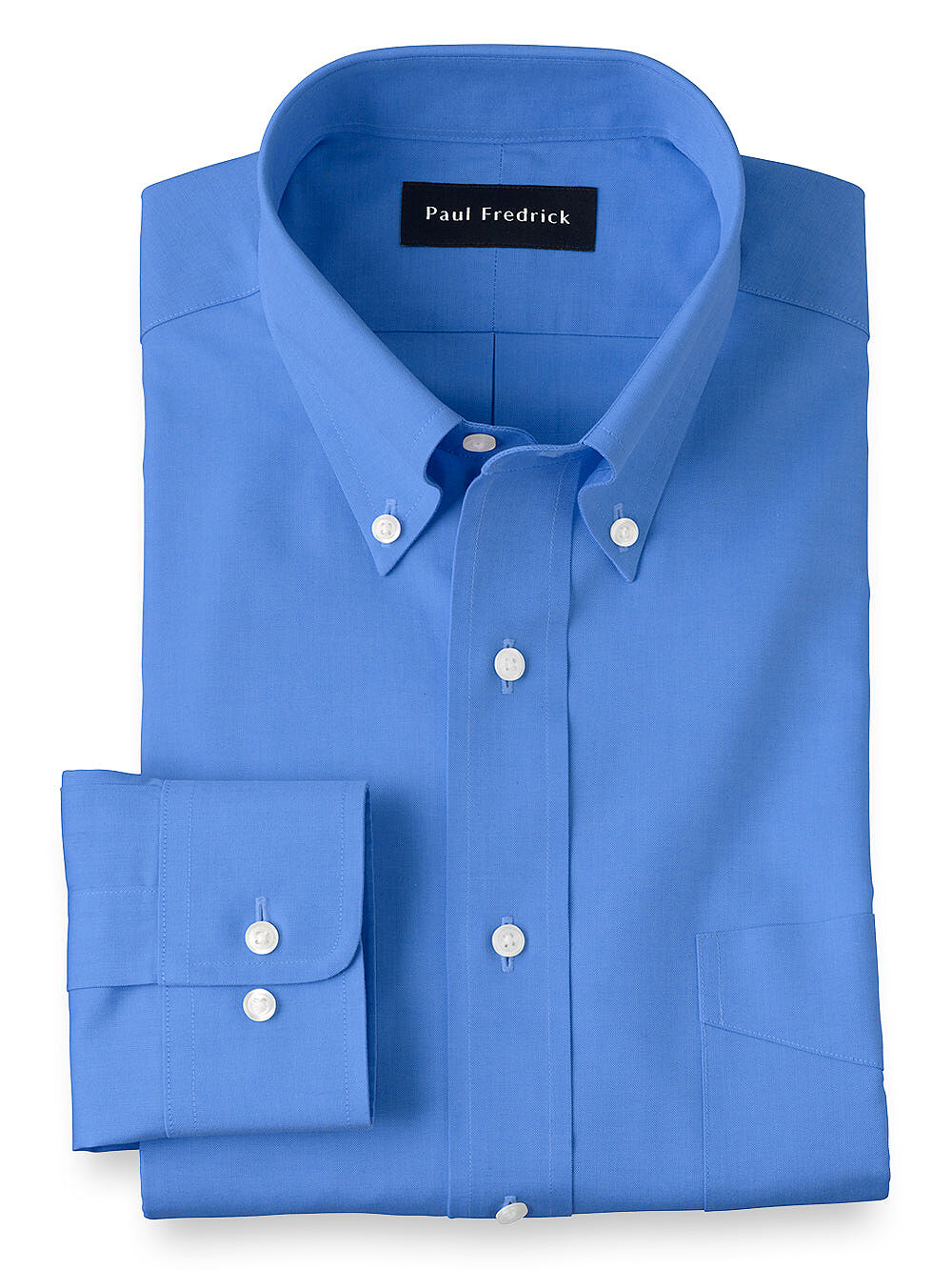 Non-iron Cotton Pinpoint Solid Button Down Collar Dress Shirt