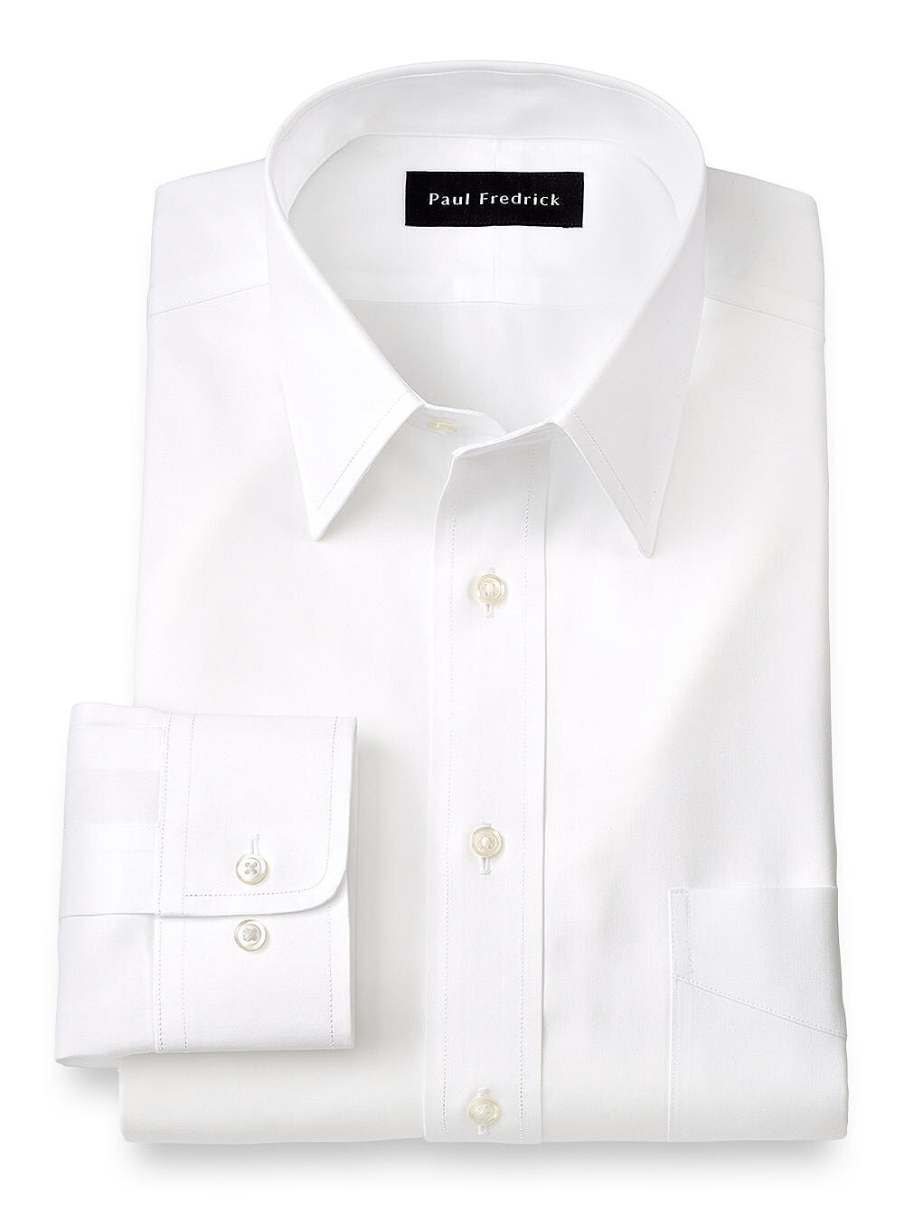 Non-iron Cotton Pinpoint Solid Point Collar Dress Shirt