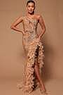 chinese dress ladies BABEYOND Gorgeous Maxi Feather Prom Dress with Long Sleeves, Formal Feather Evening Dress, Black, Size L
