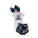 Product image for Boujee Black cc set headwrap ,shirt & bummie/