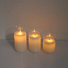 Product image for Set of 3 Glass Flickering LED Pillar Candle