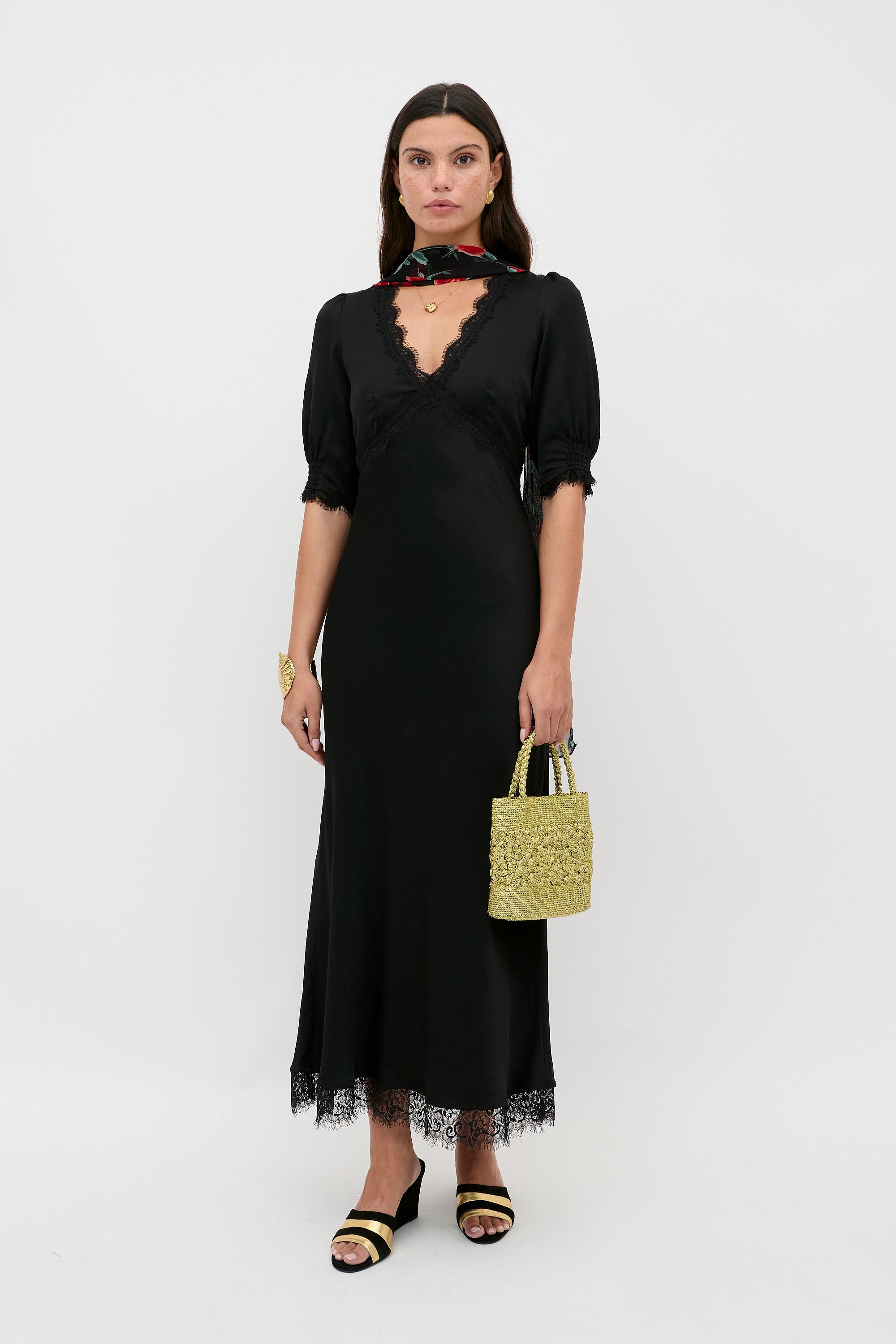 Annina Midi Dress in Black | RIXO USA ⋆