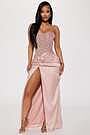 Clara Sequin Satin Gown - Pink | Fashion Nova