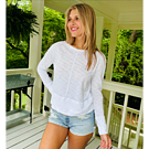 Product image for Celia Perfect Length Tee in White - Long Sleeve