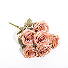 Product image for 7 Heads Full Bloom Artificial Rose Bouquet Dusty Brown 44cm