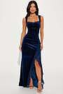 Vestido Maxi de Terciopelo Sydney - Azul Marino | XS