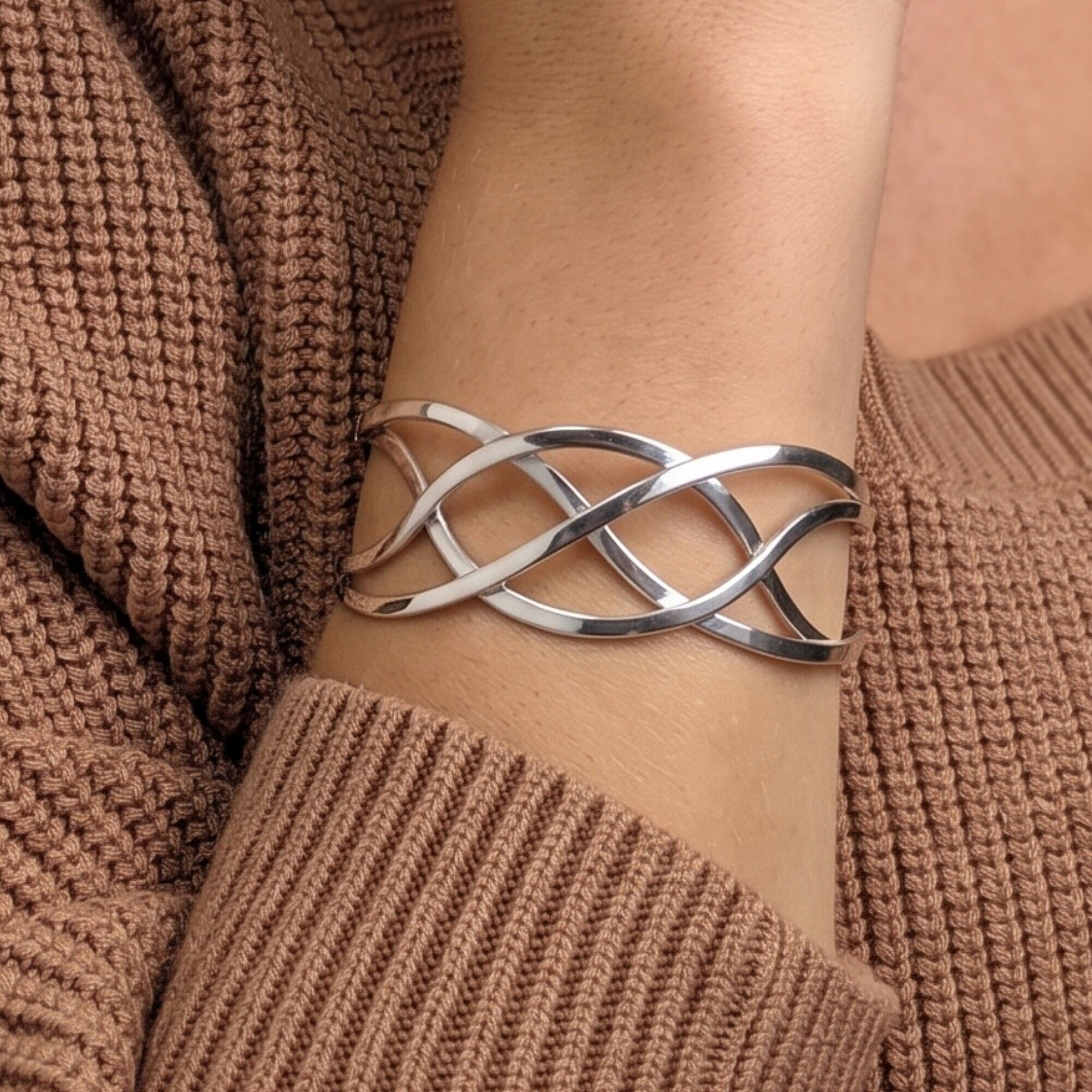 925 Sterling Silver Infinity Bangle for Women | Silverly