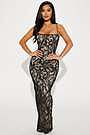 fashion nova black lace up dress Feeling Romantic Maxi Small Available In Black/combo Nina Laced Up Maxi Dress
