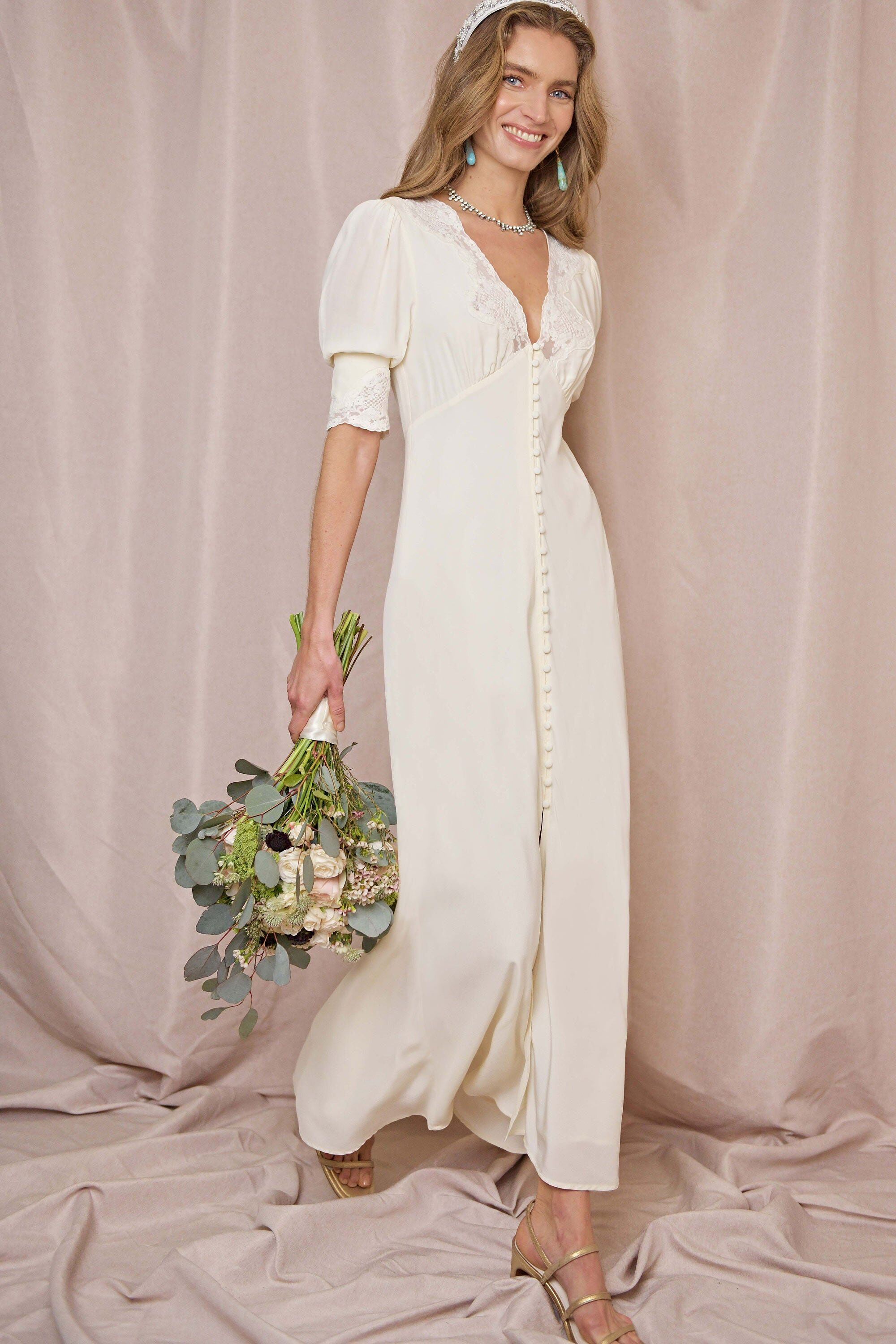 Simone Midi Dress in Ivory