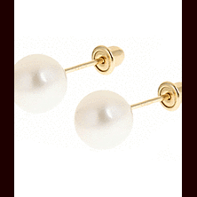 14K solid white gold and genuine pearl screw back buy earrings