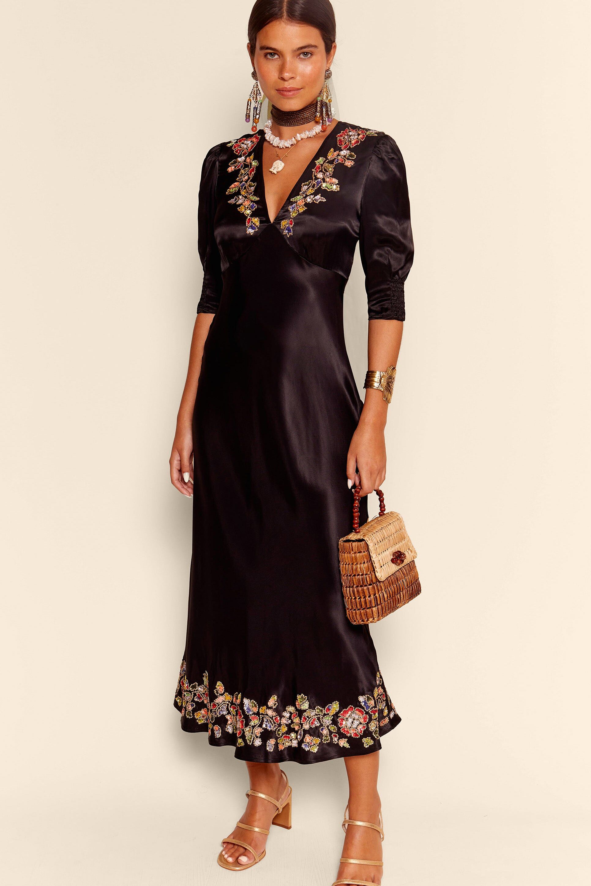 Zadie Jacquard Midi Dress in Daisy Jacquard Blue