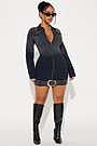 knee length dresses for ladies Sugar Thrillz Flared Denim Mini Dress