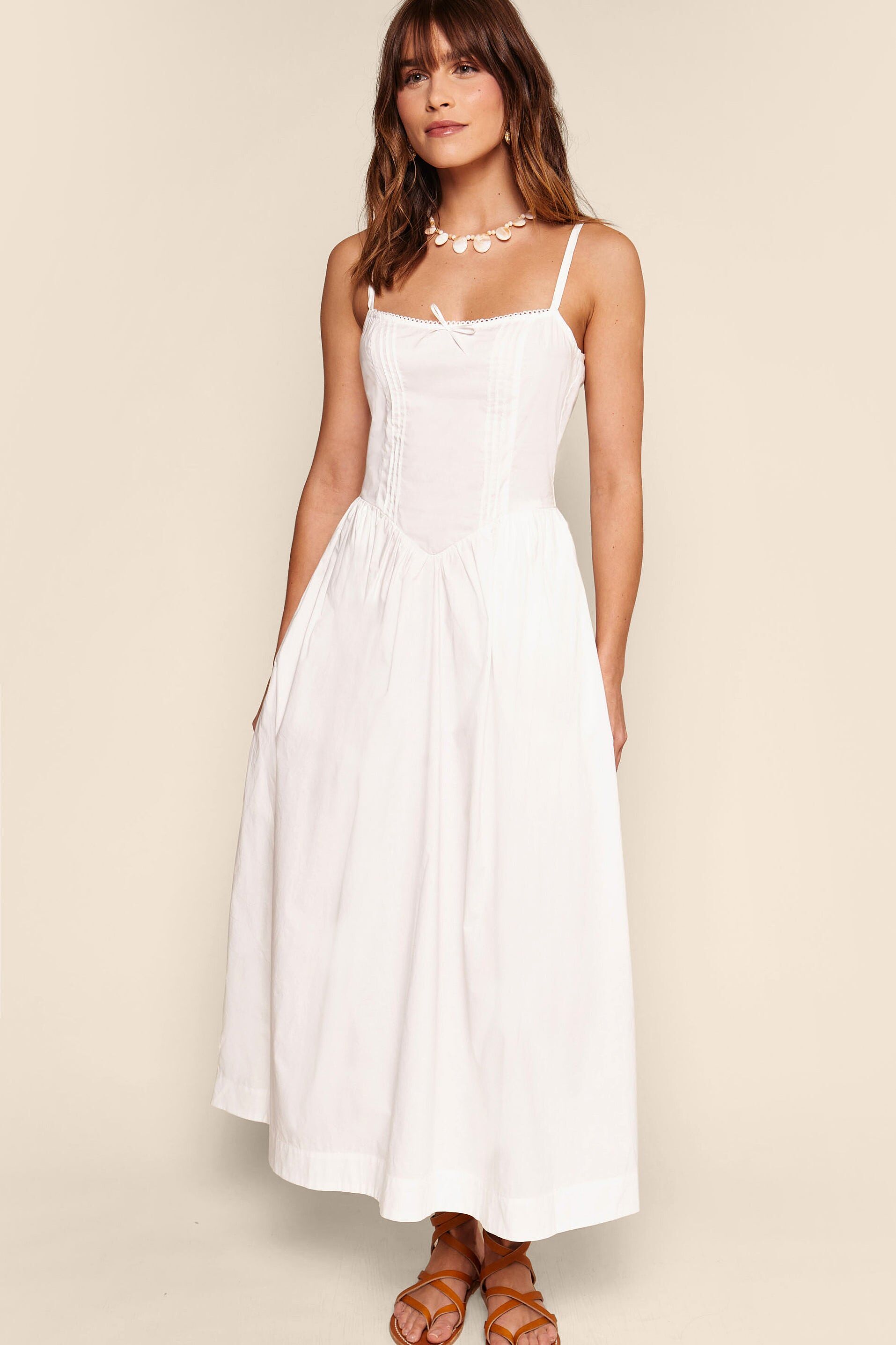 Neroni Cotton Midi Dress in White Ivory | RIXO USA ⋆