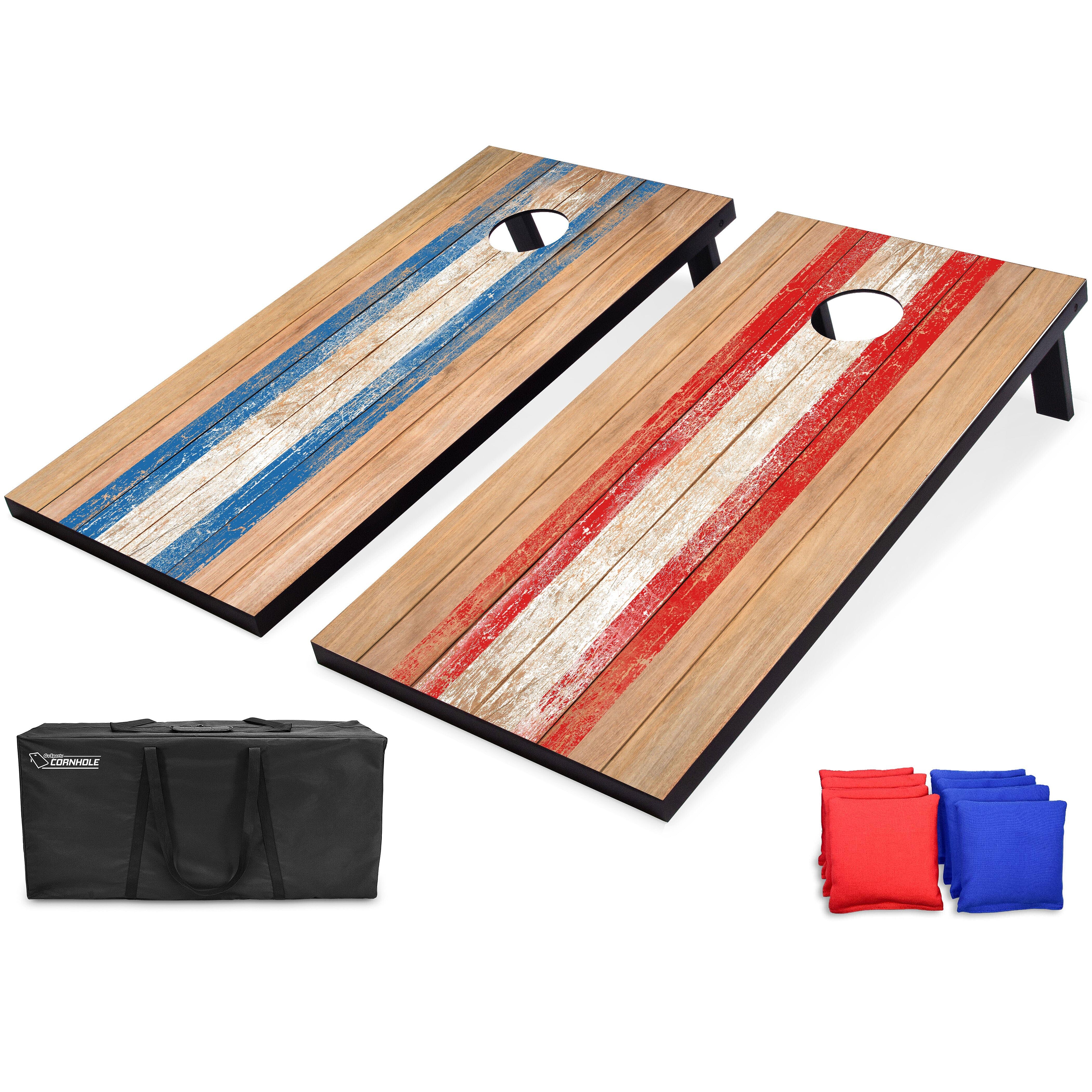 GoSports 4 ft x 2 ft Cornhole Set - Rustic Red/Blue