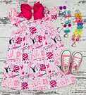 Product image for Pink Signature Flutter Sleeve Dress