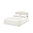 Product image for Lyra Velvet Bed Frame with Winged Headboard - Cream White