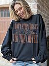 Product image for Simply Southern Stop For The Coffee Long Sleeve Crew Sweatshirt