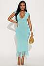 aqua crochet midi dress Andreeva AQUA SHELL HANDMADE MAXI CROCHET DRESS