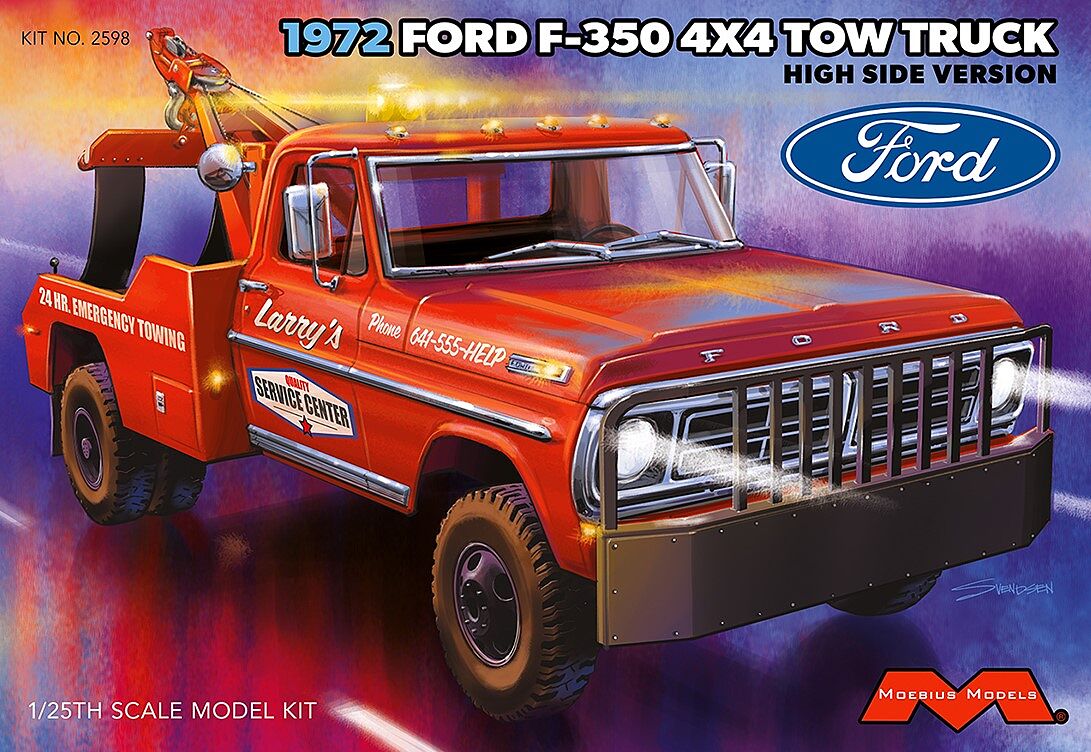 1972 Ford F250 Ranger XLT Pickup Truck w/Snow Plow 1/25 Moebius