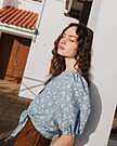 Product image for ELLA knot front button linen shirt