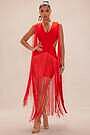 fashion nova red fringe dress Plus Size Fringe Trim Halter Satin Cowl Neck, Brielle Cowl Neck Fringe Maxi Dress in Red, Size 1X, For Cocktail Or Vacation