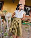 Product image for 1950s CITY flat front linen skirt