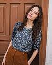 Product image for CARMEL puff sleeve linen top