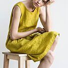 Product image for Midi SMOCK loose linen dress