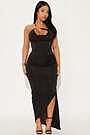 Bethany Asymmetrical Ruched Maxi Dress - Black | Fashion Nova